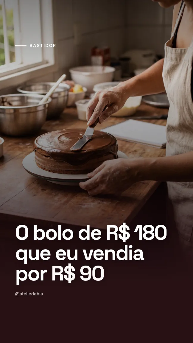 Story de confeiteira com foto criada por IA