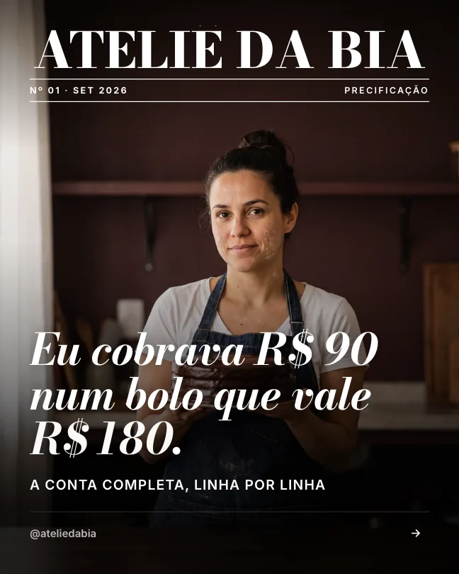 Capa estilo Revista: Eu cobrava R$ 90 num bolo que vale R$ 180